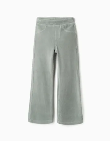 Flared corduroy leggings with elastic waist for girls, light green
