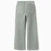 Flared corduroy leggings with elastic waist for girls, light green