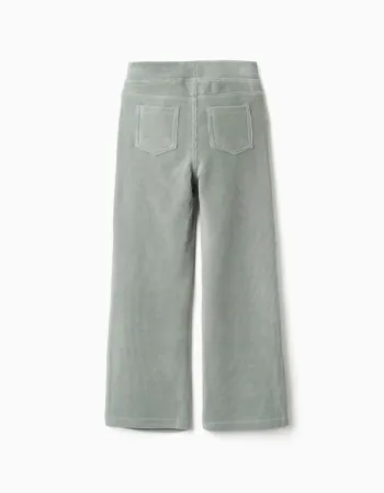 Flared corduroy leggings with elastic waist for girls, light green