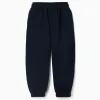 Fleece joggers with drawstring and pockets for girls, dark blue