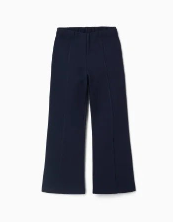 Flared Roma knit leggings for girls, dark blue