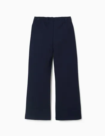 Flared Roma knit leggings for girls, dark blue