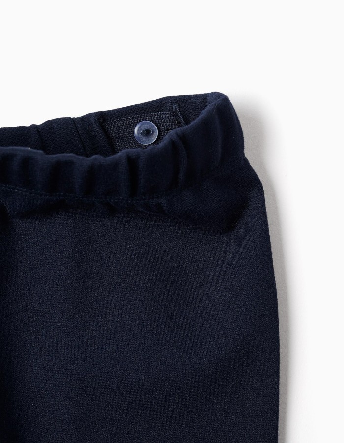 Flared Roma knit leggings for girls, dark blue