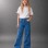 Flared jeans with adjustable waist and pockets for girls, blue