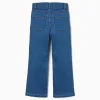 Flared jeans with adjustable waist and pockets for girls, blue