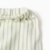 Striped cotton trousers with ric rac tape for girls, white/green