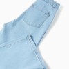 Wide leg jeans with front and back pockets for girls, light blue