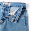Straight fit denim trousers with 5 pockets for girls, blue