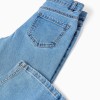 Straight fit denim trousers with 5 pockets for girls, blue