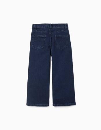 Straight fit denim trousers with 5 pockets for girls, dark blue