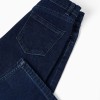 Straight fit denim trousers with 5 pockets for girls, dark blue