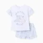 Cotton Pyjama with Ruffles for Girls 'Stitch & Angel', Blue/White