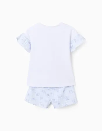 Cotton Pyjama with Ruffles for Girls 'Stitch & Angel', Blue/White