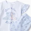 Cotton Pyjama with Ruffles for Girls 'Stitch & Angel', Blue/White