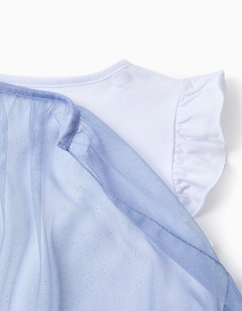 Cotton Pyjama with Tulle Cape for Girls 'Elsa', Blue/White