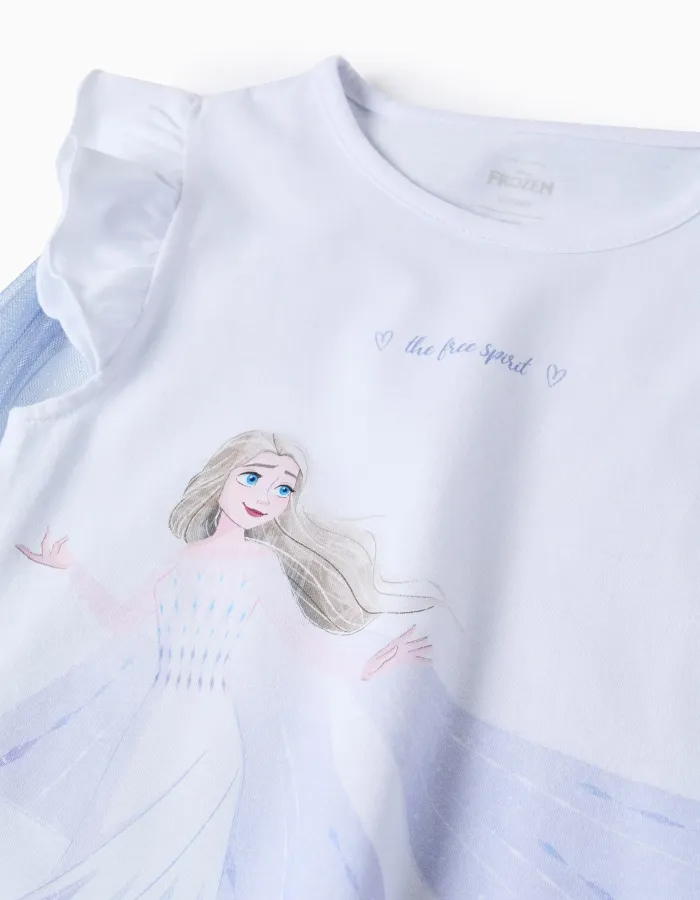 Cotton Pyjama with Tulle Cape for Girls 'Elsa', Blue/White