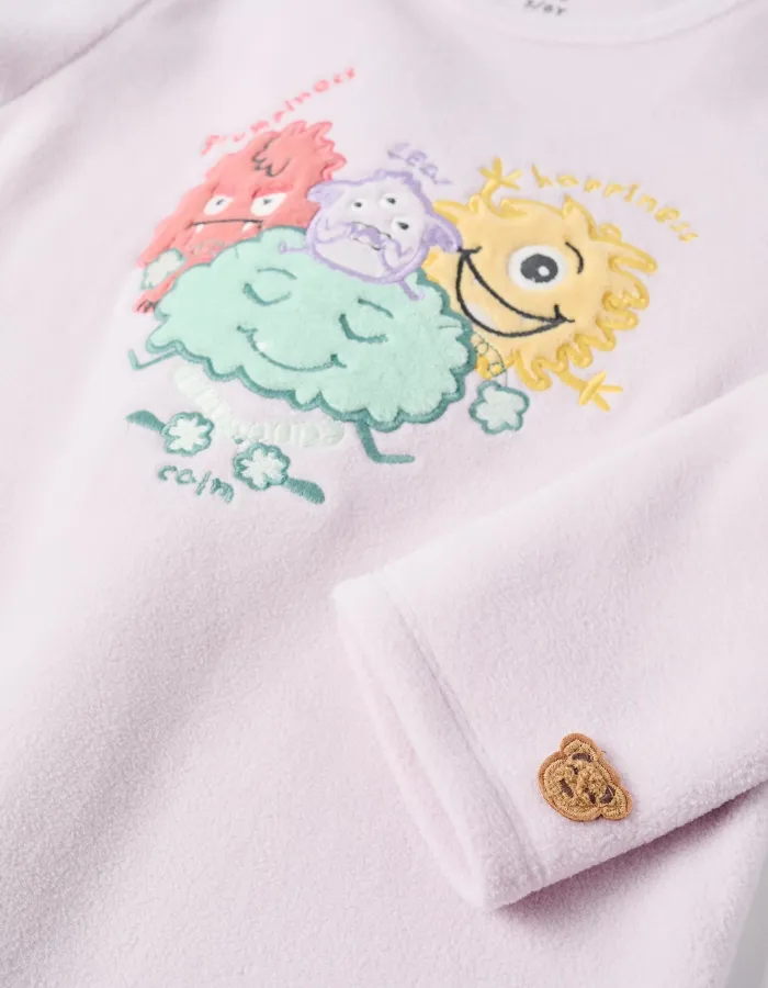 Polar Fleece Pyjamas for Girls 'Monsters of Emotions', Lilac
