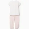 Cotton Jersey Pyjama with Stripes for Girls, White/Pink