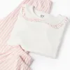 Cotton Jersey Pyjama with Stripes for Girls, White/Pink