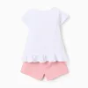 Cotton Short Pyjama with Ruffles for Girls 'Tweety', White/Pink