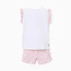 Cotton pyjamas with stripes and hearts for girls, white/pink