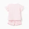 Cotton short sleeve pyjamas with heart prints for girls, light pink