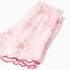 Cotton short sleeve pyjamas with heart prints for girls, light pink