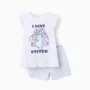 Cotton pyjamas with Stitch print for girls, white/blue