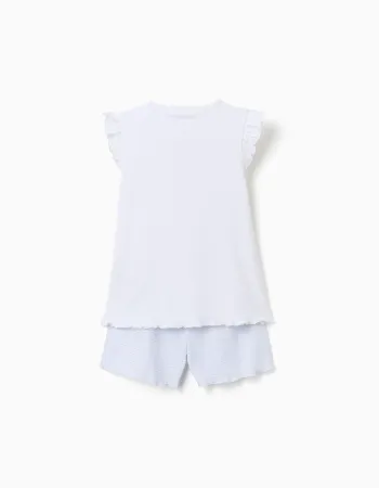 Cotton pyjamas with Stitch print for girls, white/blue