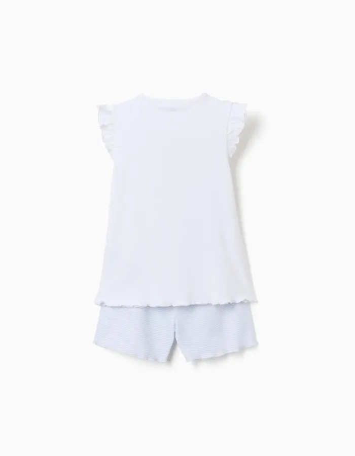 Cotton pyjamas with Stitch print for girls, white/blue