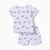 Short sleeve cotton pyjamas with Stitch motif for girls, white