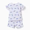 Short sleeve cotton pyjamas with Stitch motif for girls, white