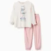 Velvet pyjamas with Stitch print for girls, light beige/pink