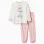 Velvet pyjamas with Stitch print for girls, light beige/pink