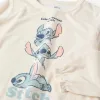 Velvet pyjamas with Stitch print for girls, light beige/pink