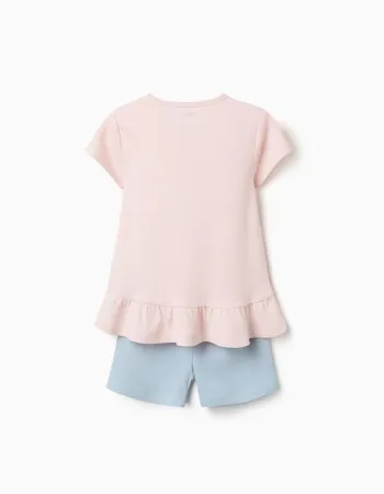 Short pyjamas with Stitch glow-in-the-dark print for girls, pink/blue