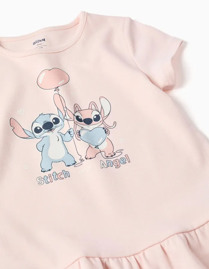 Short pyjamas with Stitch glow-in-the-dark print for girls, pink/blue