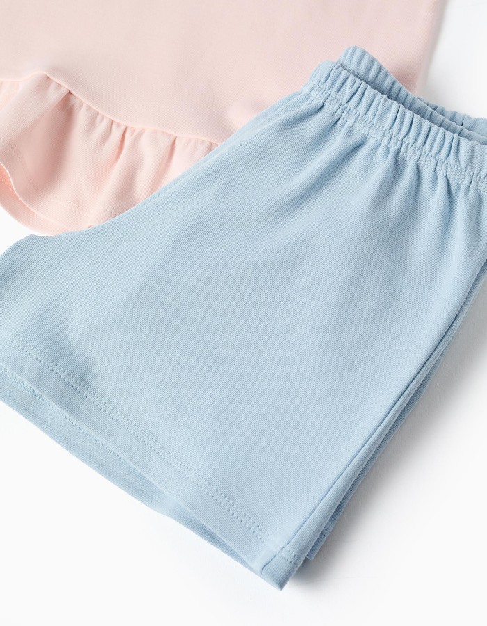 Short pyjamas with Stitch glow-in-the-dark print for girls, pink/blue