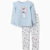 Long sleeve pyjamas with Stitch & Angel print for girls, blue/white