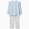 Long sleeve pyjamas with Stitch & Angel print for girls, blue/white