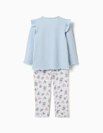Long sleeve pyjamas with Stitch & Angel print for girls, blue/white