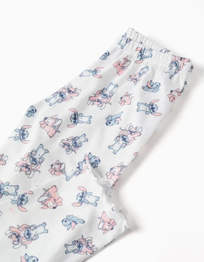 Long sleeve pyjamas with Stitch & Angel print for girls, blue/white