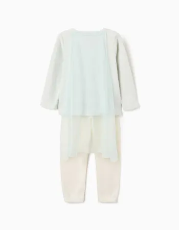 Polar fleece pyjamas with Elsa and cape for girls, light green/white