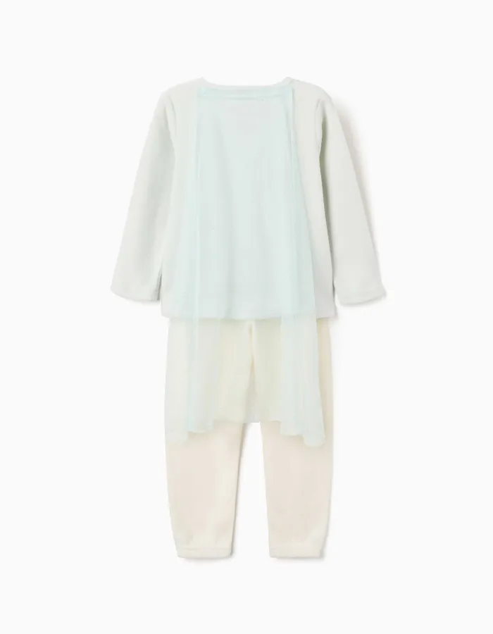 Polar fleece pyjamas with Elsa and cape for girls, light green/white