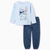 Polar fleece pyjamas with embroidered Stitch for girls, blue