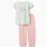 Cotton pyjamas with flower print for girls, light green/pink