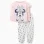 Long cotton pyjamas with Minnie prints for girls, white/light pink