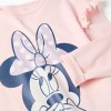 Long cotton pyjamas with Minnie prints for girls, white/light pink