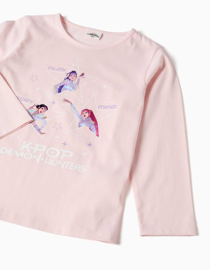 Long sleeve cotton pyjamas K-Pop Demon Hunters for girls, pink/lilac
