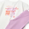 Cotton T-shirt and short leggings set for girls, white/lilac